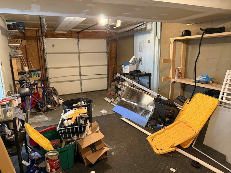 Before dumpster rental service - cluttered property with junk and debris in Dublin, Ohio